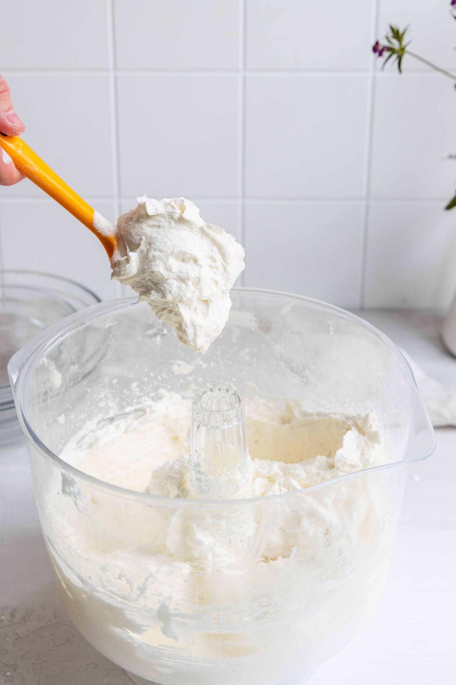 Vegan frosting on a spatula