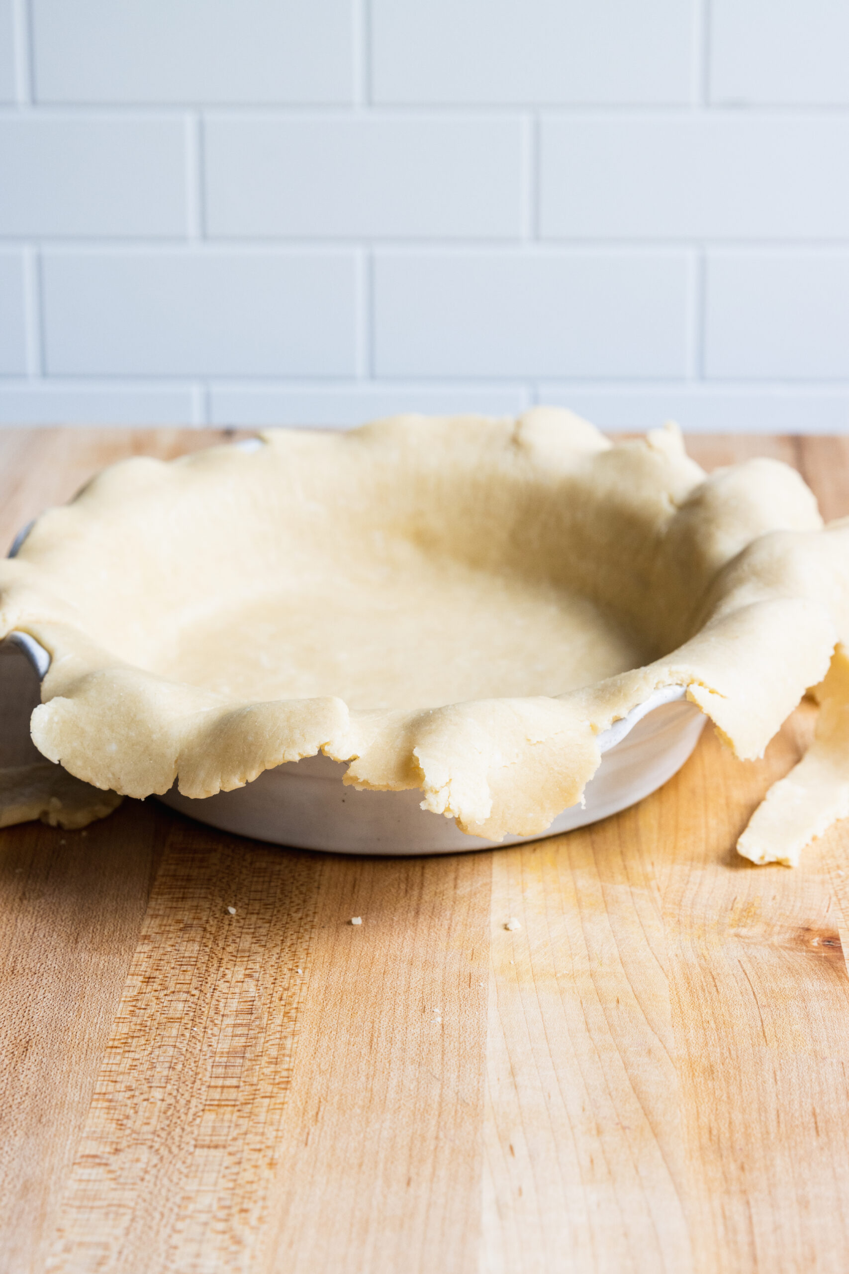 Unbaked pie crust ready to be shaped