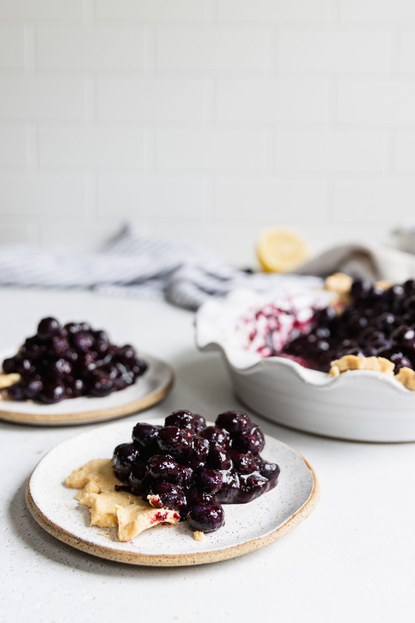 Fresh Blueberry Pie served on two plates