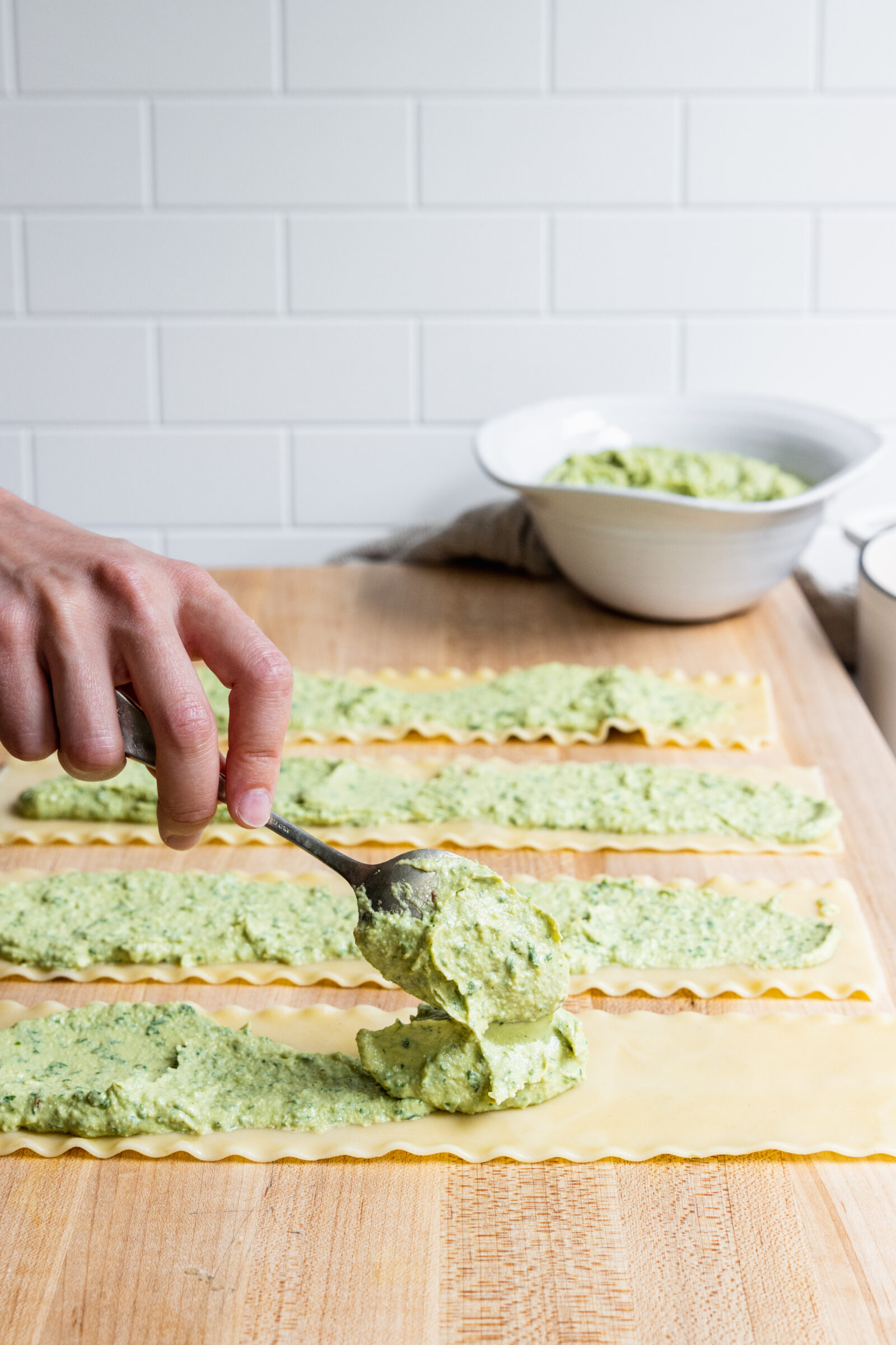 Spreading the Vegan Pesto Ricotta