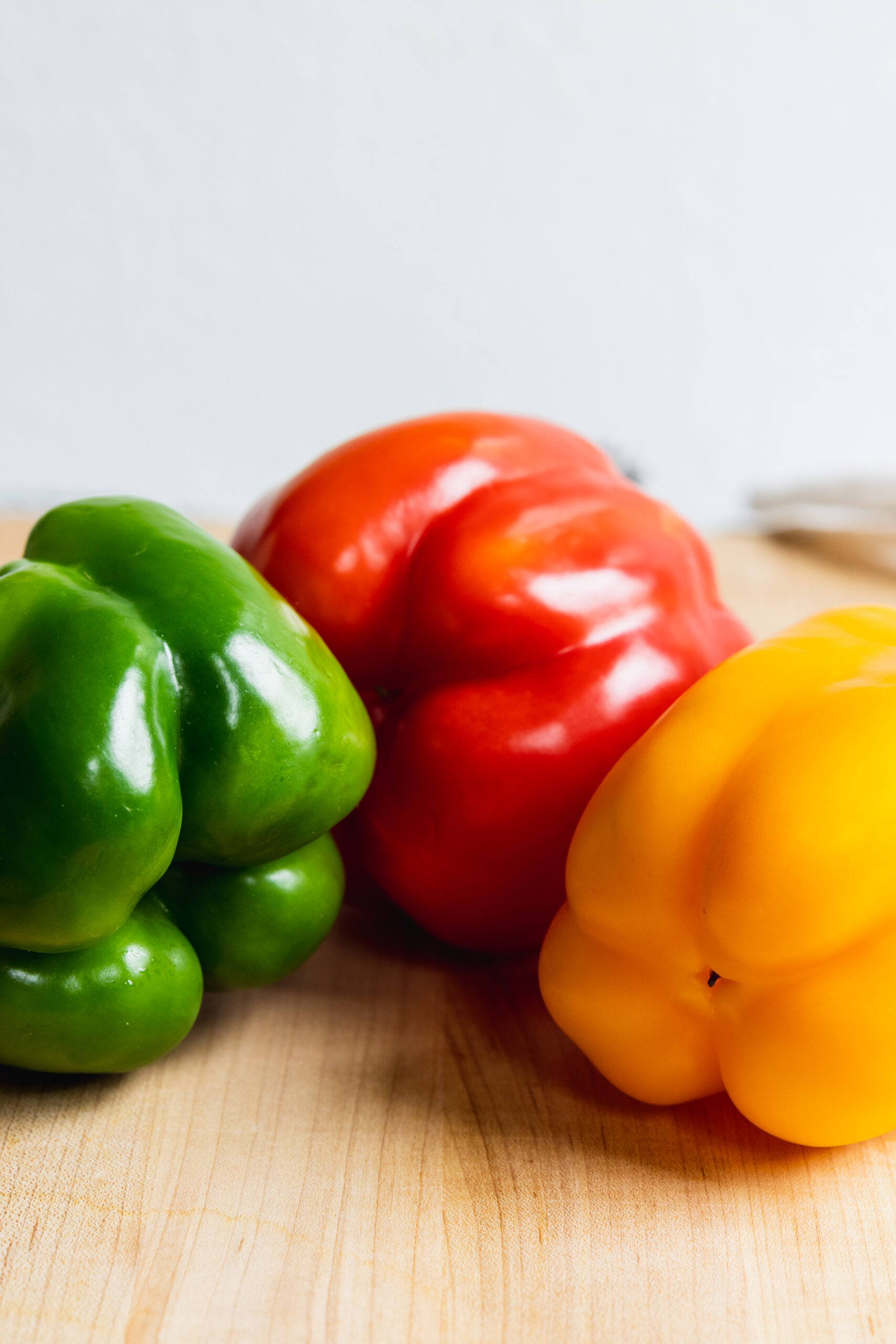 Red, yellow, green peppers