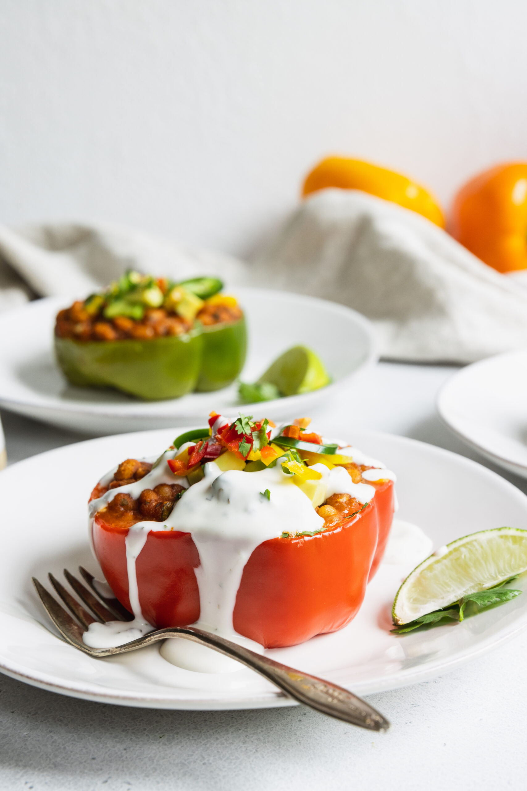 Vegan Stuffed Peppers with Ranch Dressing