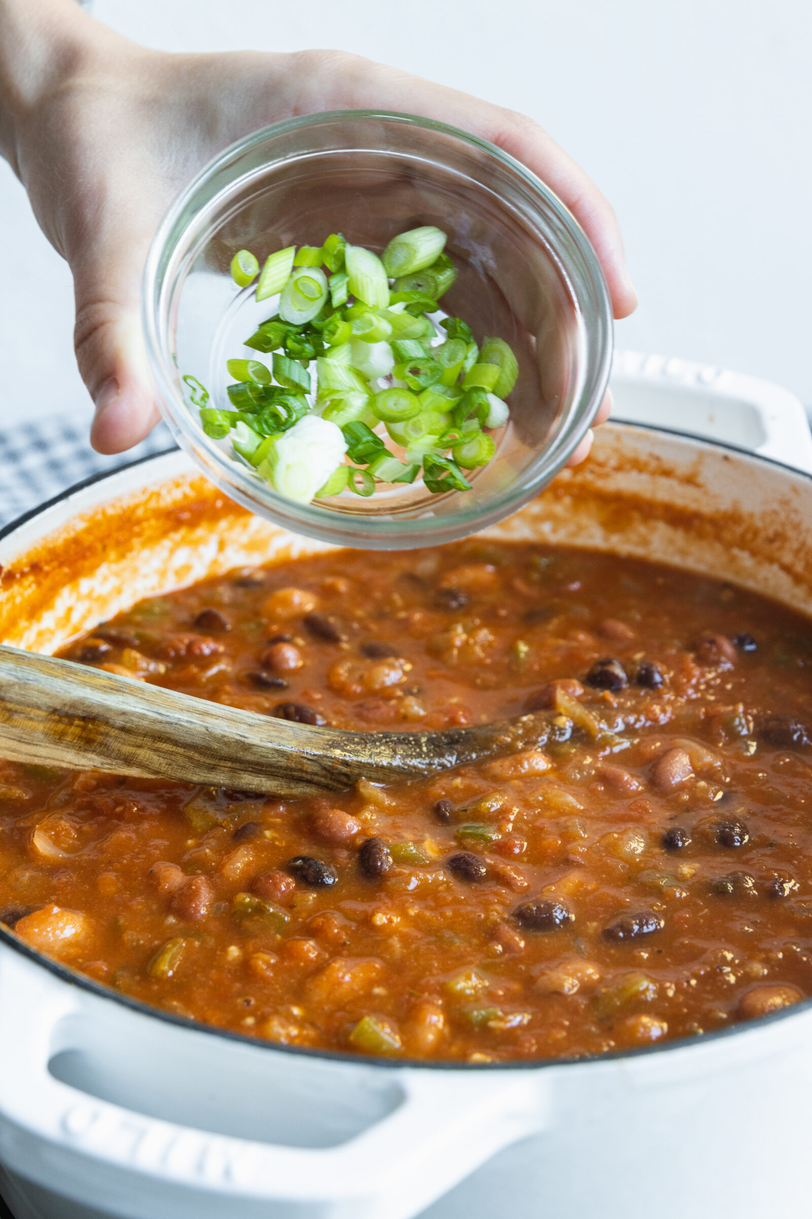 Adding green onion