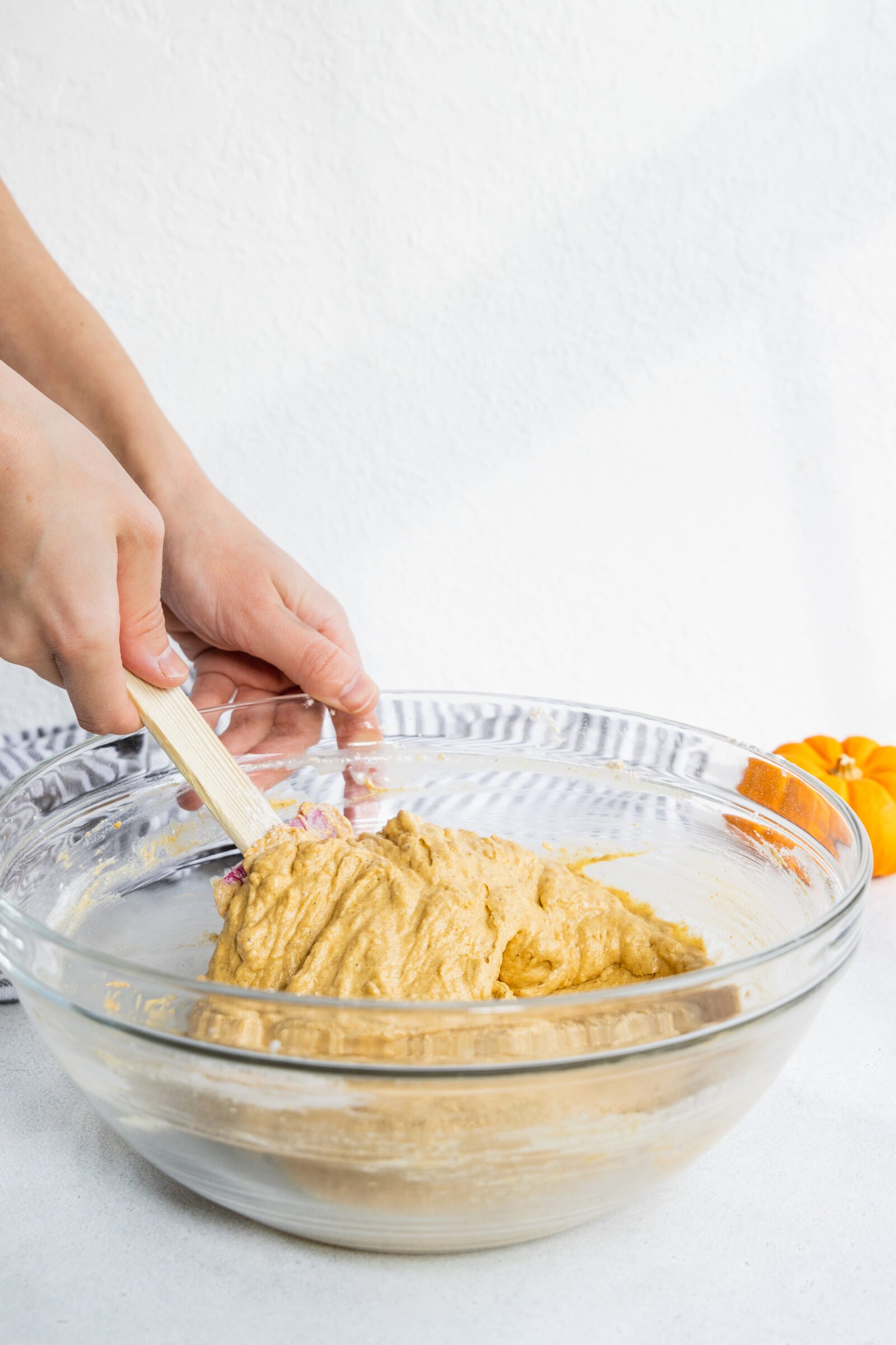 Mixing the pumpkin cookie dough