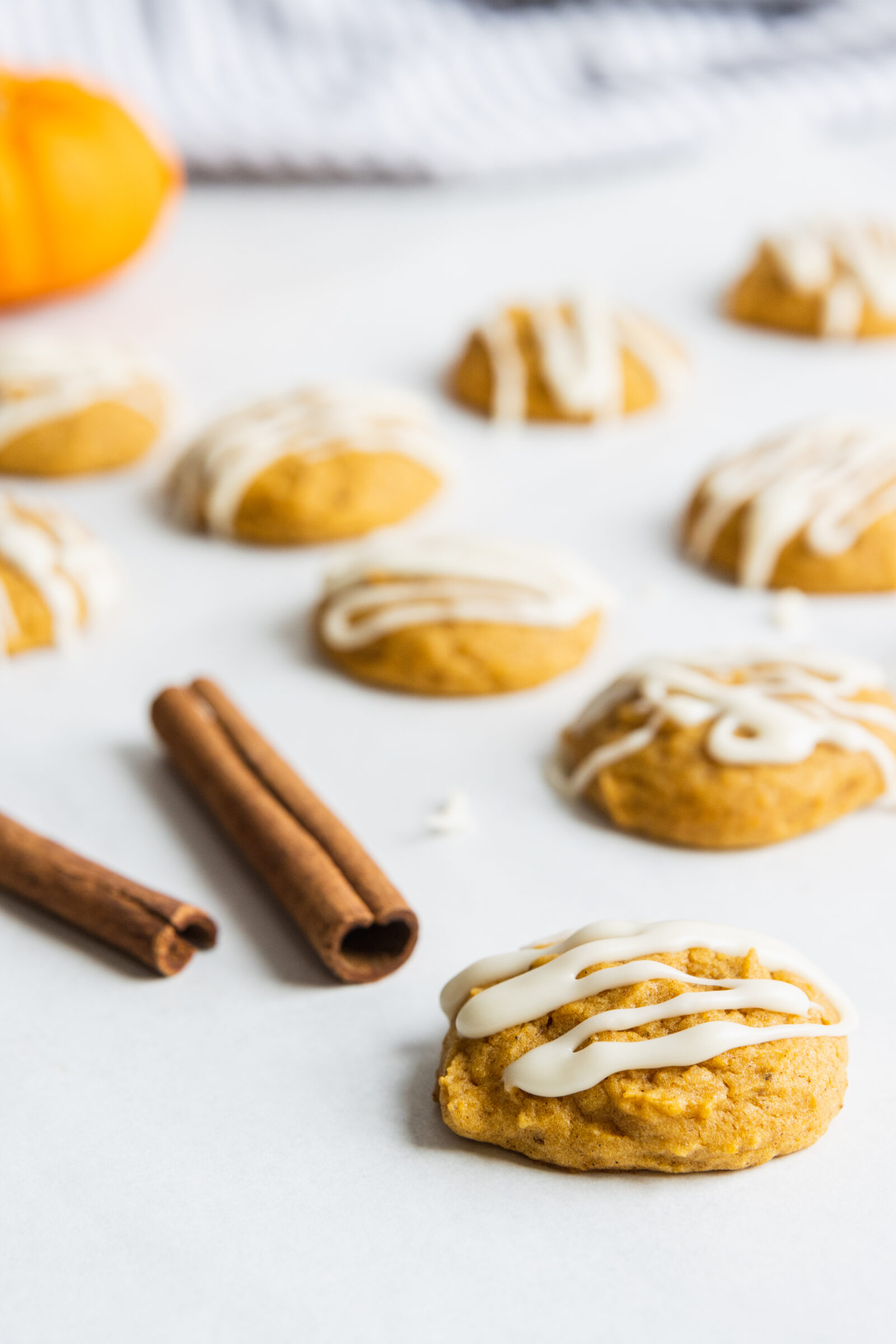 Vegan pumpkin cookies with maple glaze