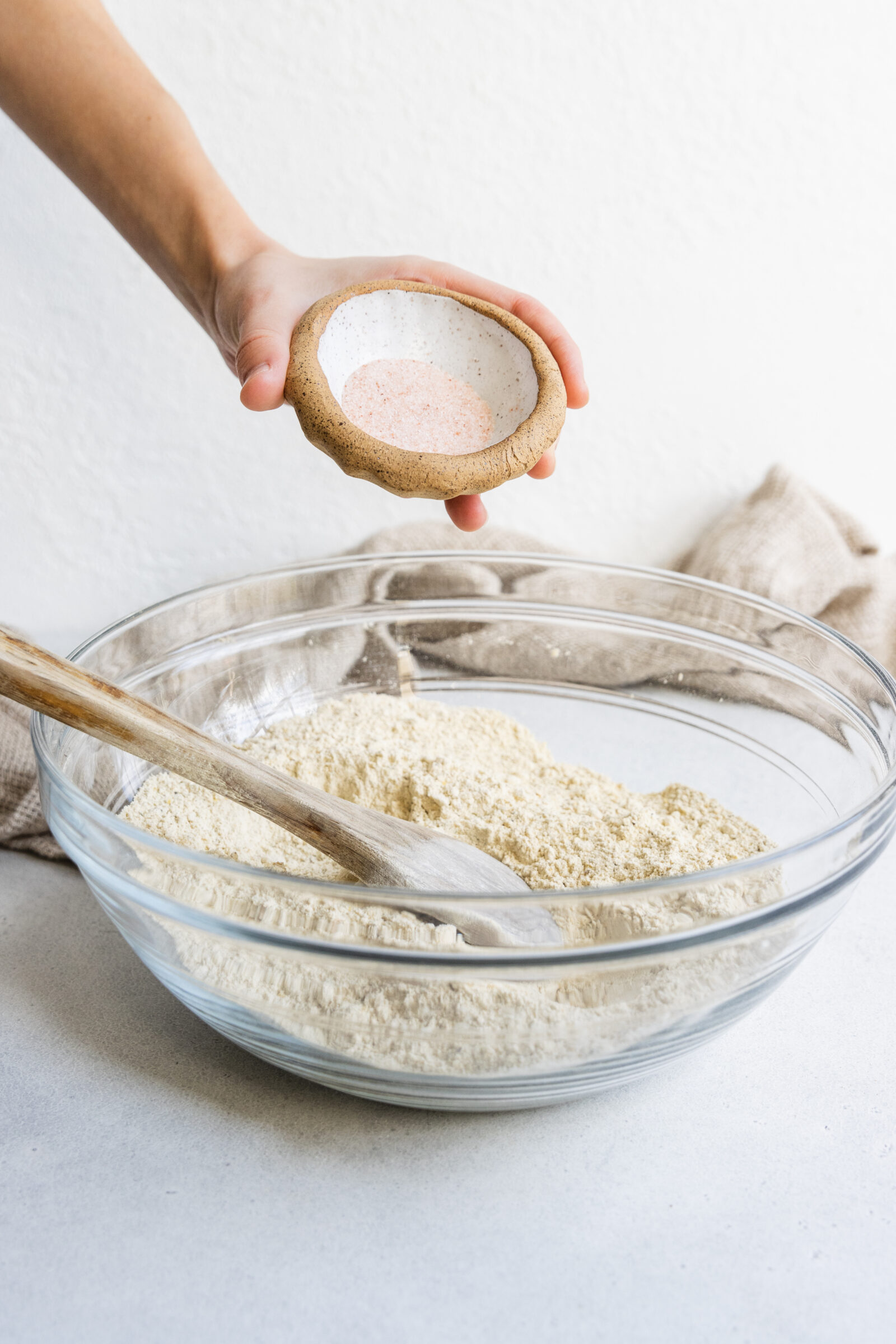 Adding salt to the dry ingredients