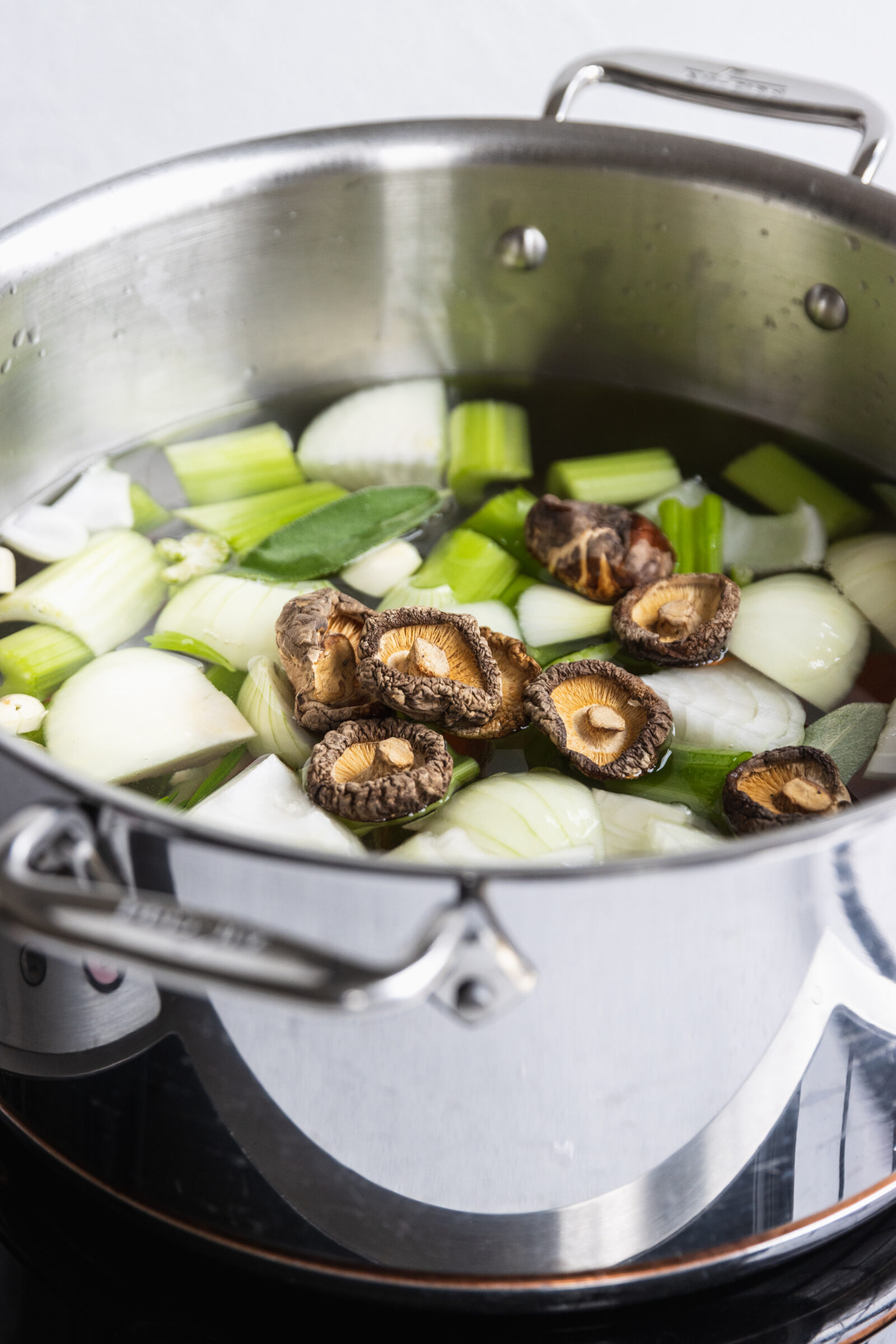 Vegetable broth before cooking