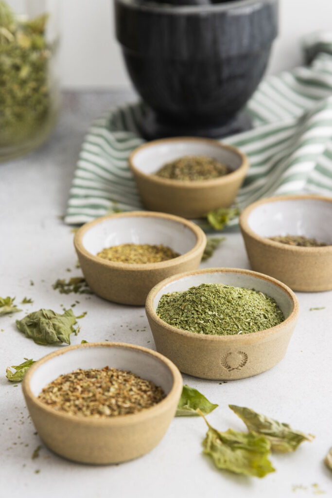 Italian seasoning ingredients before mixing