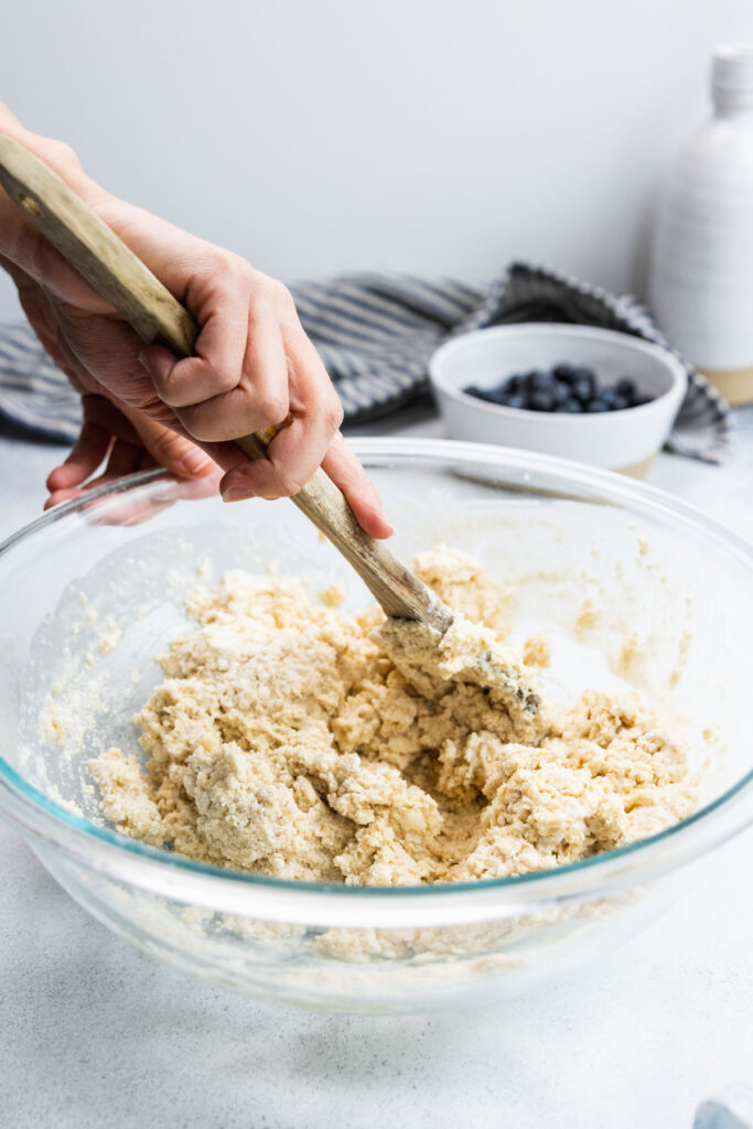 Mixing the wet and dry ingredients together