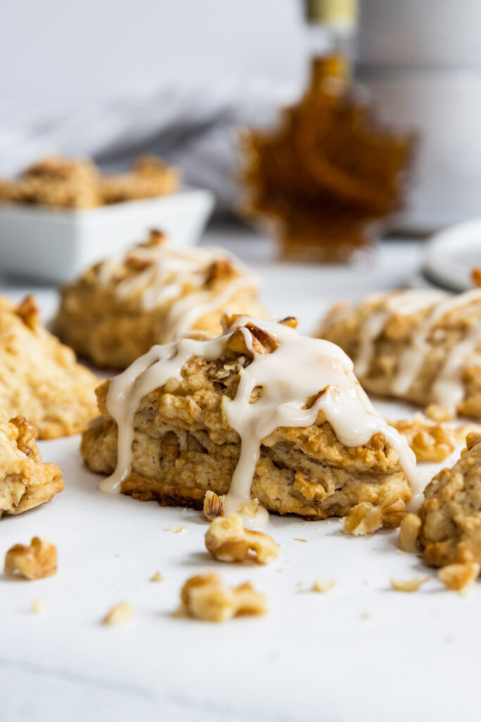 Maple walnut scones with maple glaze