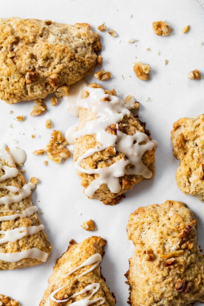 Maple walnut scones with maple glaze 