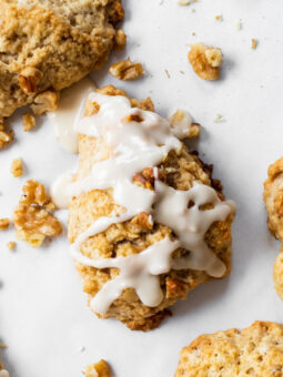 Maple walnut scones served with maple glaze