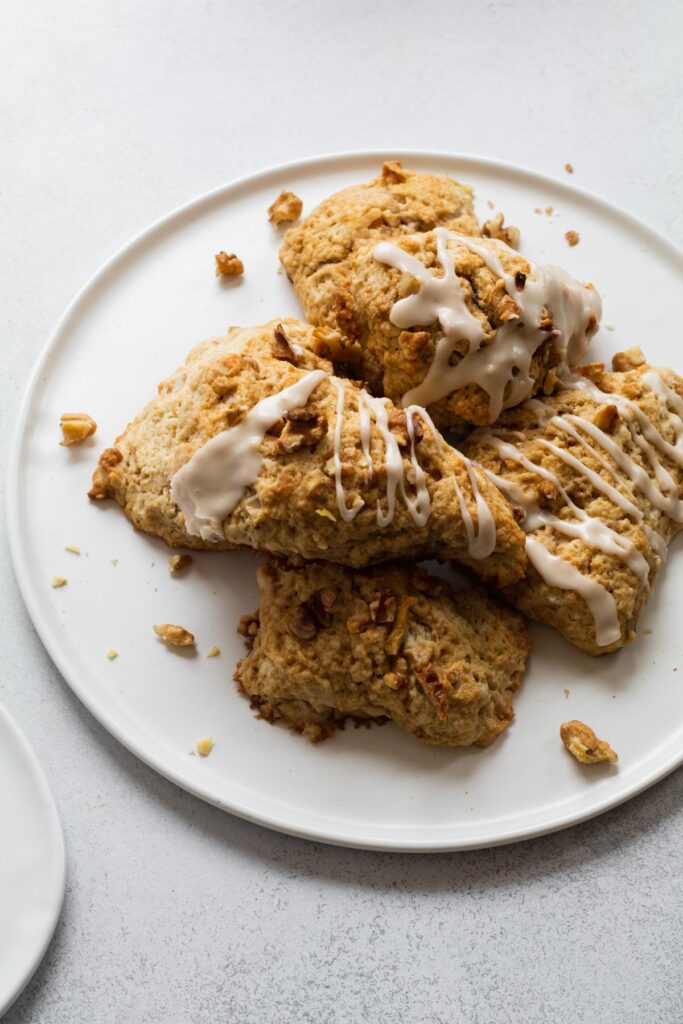 Maple scones served on a white plate