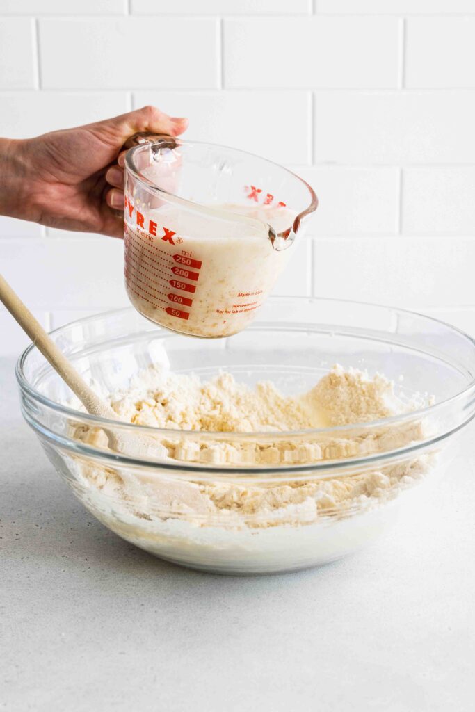 Alternate by adding the wet mixture