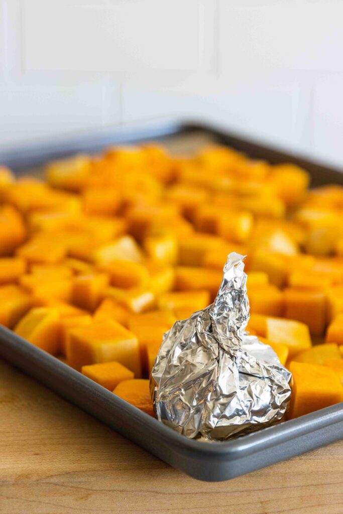 Garlic foil pack before roasting