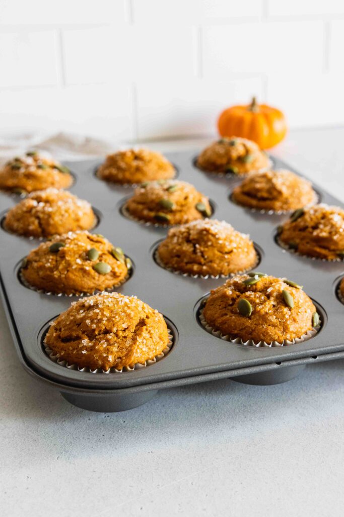 Pumpkin muffins hot from the oven