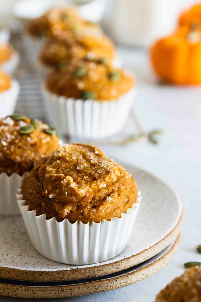 Vegan Muffin with sparkling sugar sprinkled on top