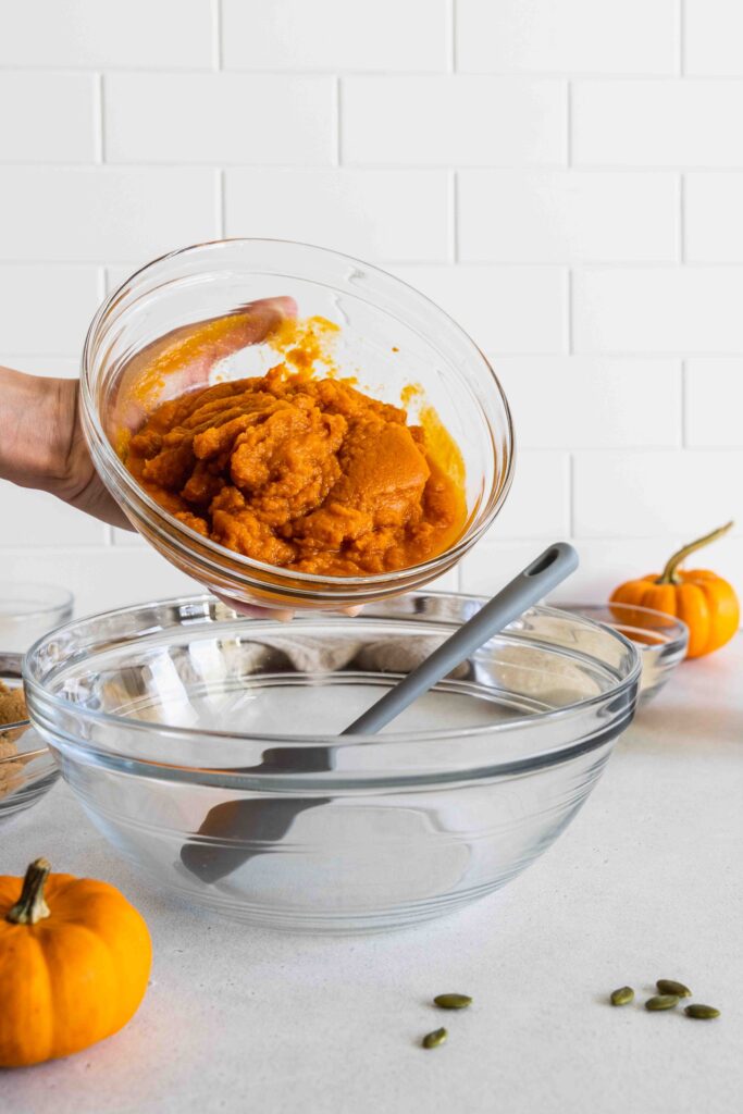 Pumpkin purée before adding it to the mixing bowl