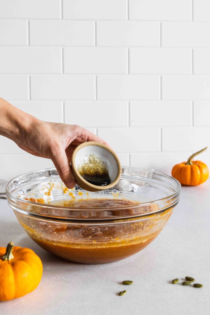 Adding vanilla bean paste to the wet ingredients