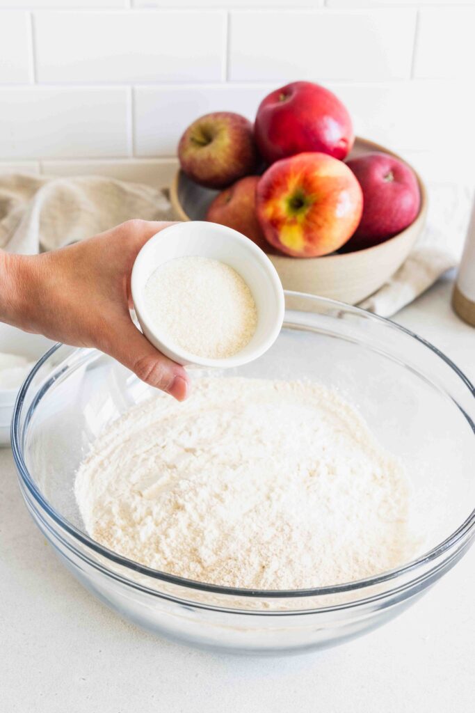 Adding sugar to the scone dough