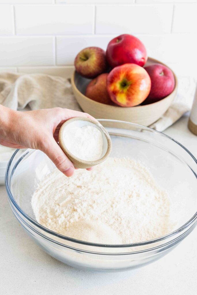 Adding baking powder to the scone dough