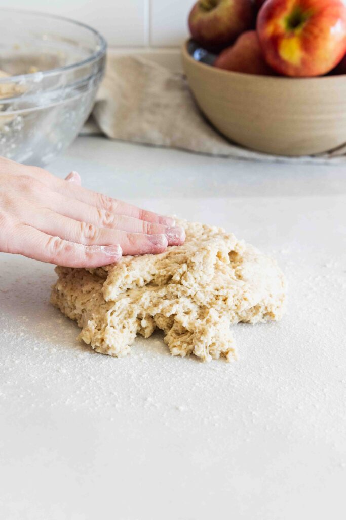Transferring scone to a floured surface