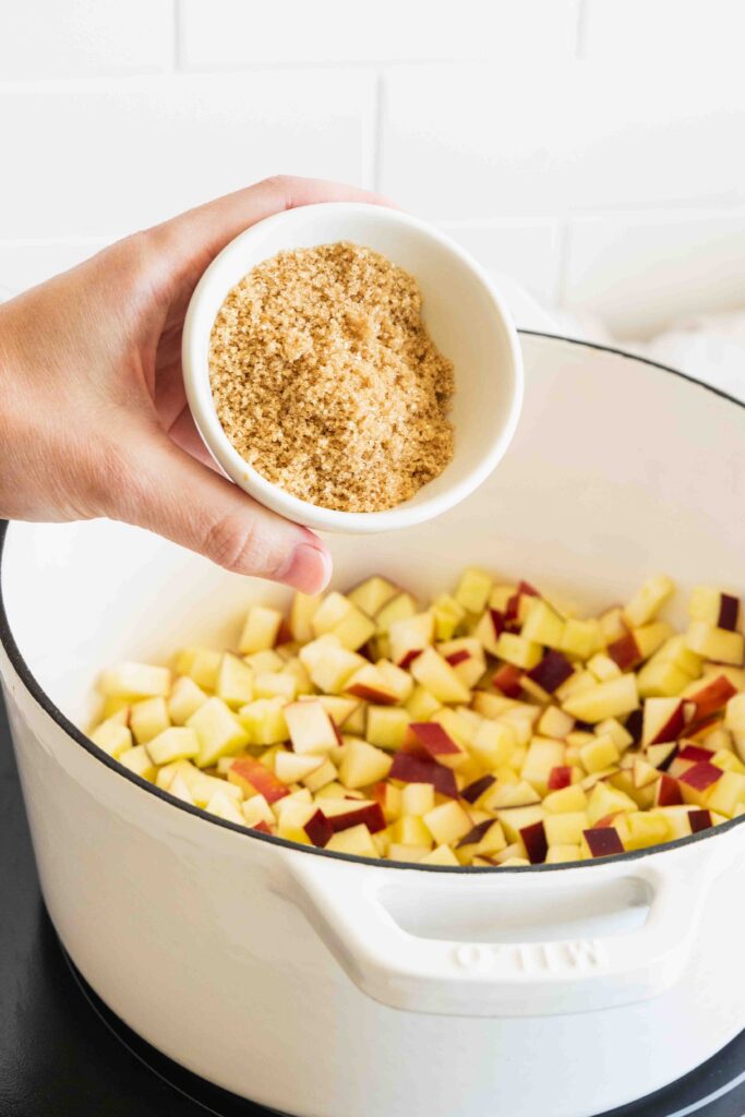 Adding brown sugar to a pot