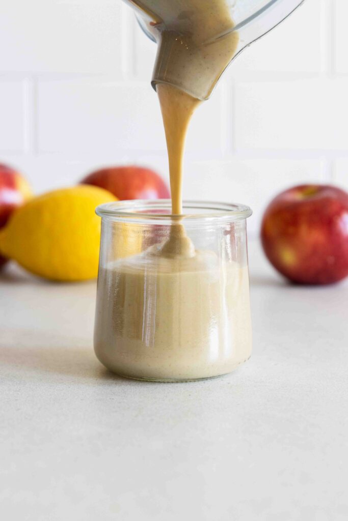 Maple Walnut Dressing in a glass jar