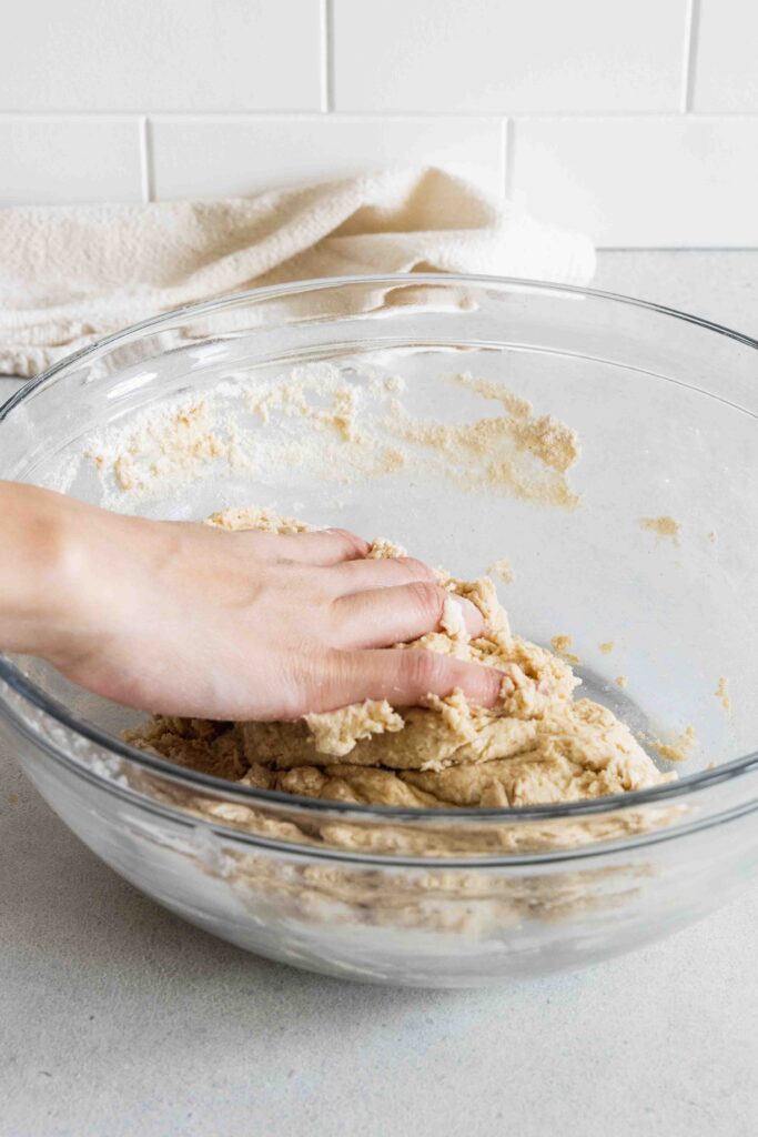 Mixing into a shaggy dough