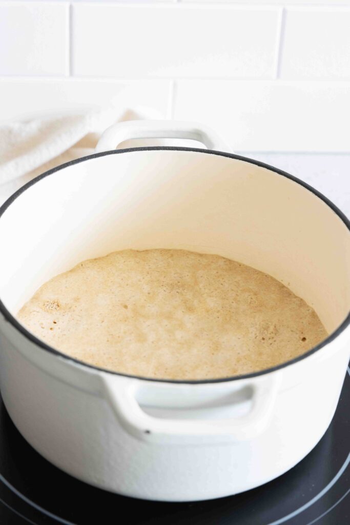 The yeast mixture foamy after sitting for 5-10 minutes