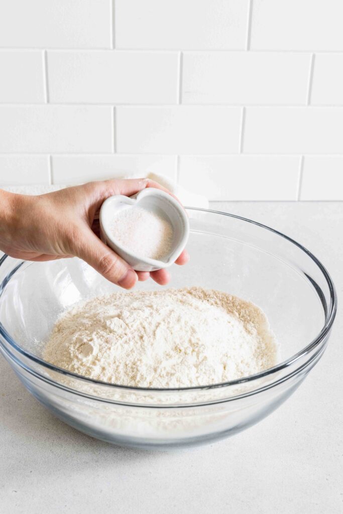 Adding salt to the flour mixture