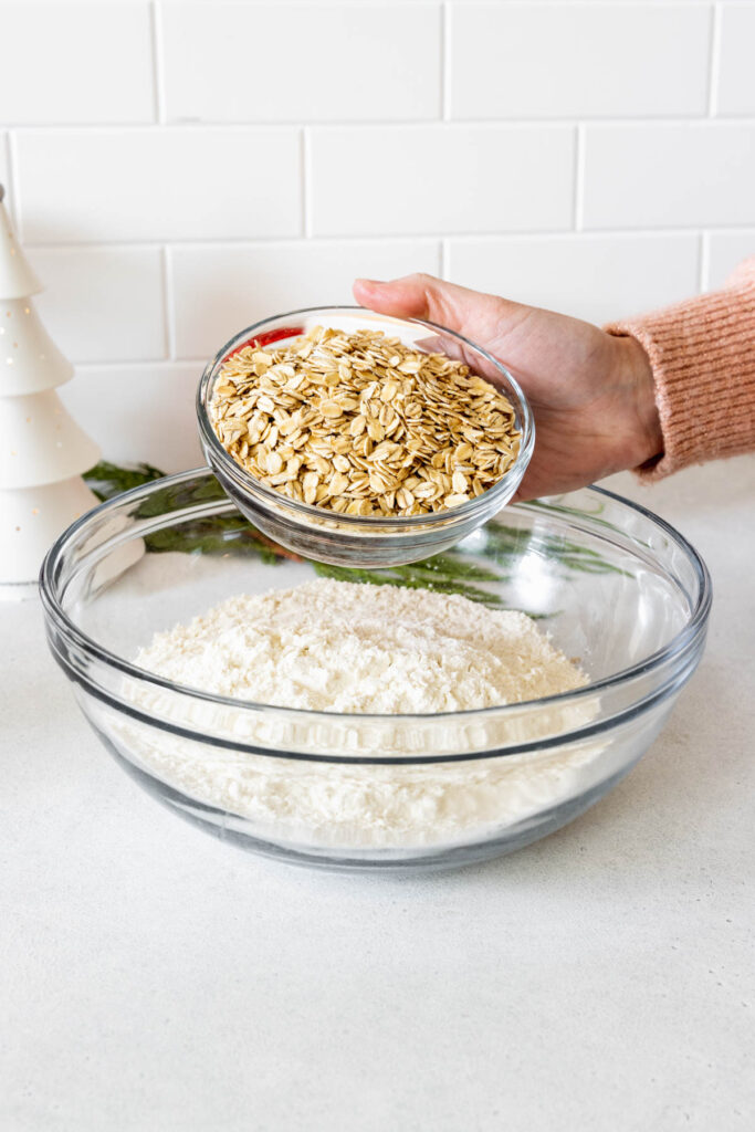 Adding oats to the dry mixture