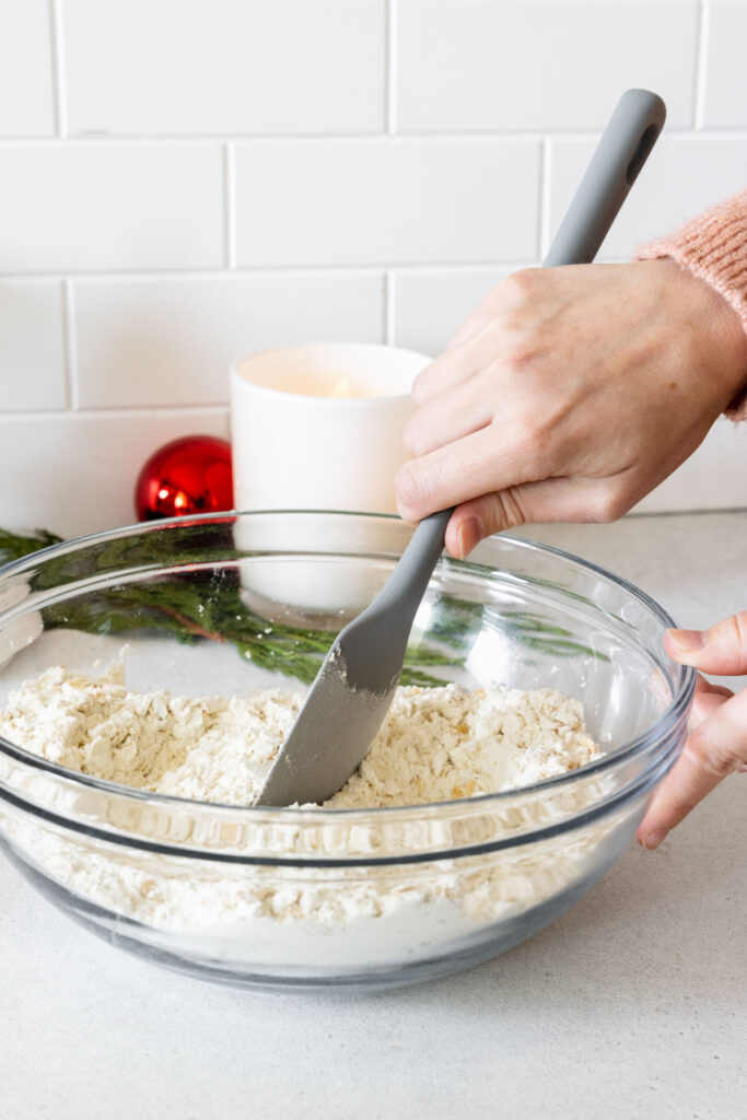 Mixing the dry ingredients together in a separate bowl