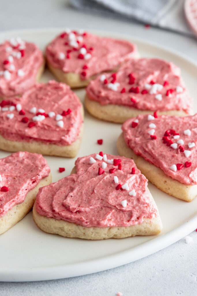 Soft sugar cookies served on a white plate