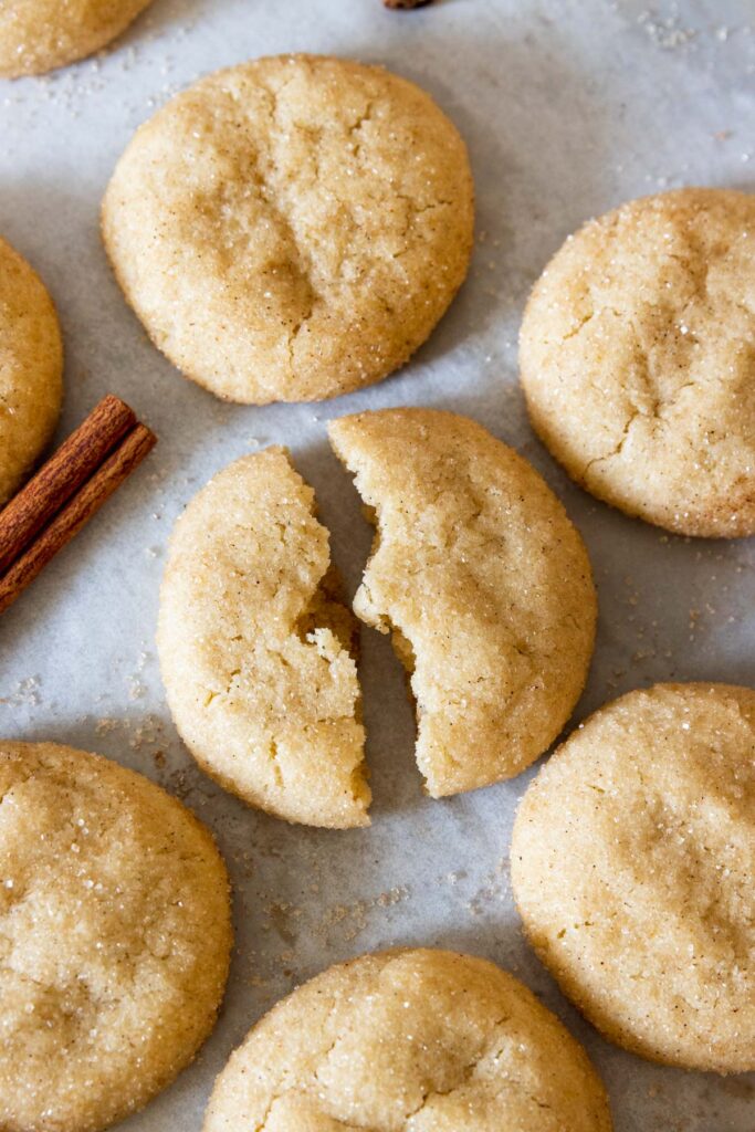 Freshly baked vegan snickerdoodle cookies