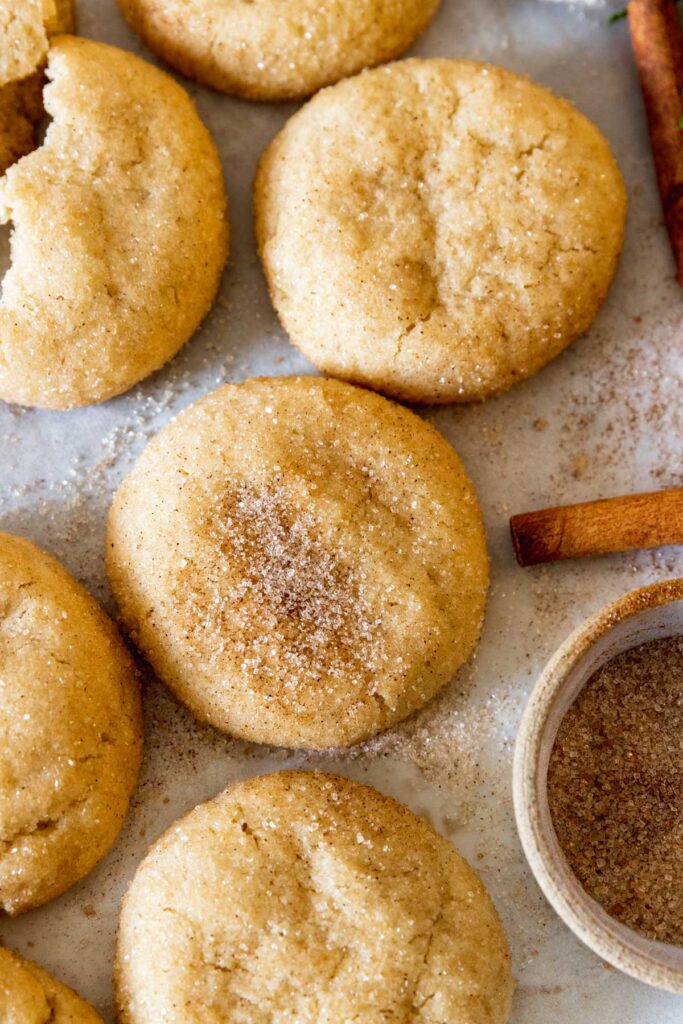 Vegan snickerdoodles on with cinnamon sugar coating