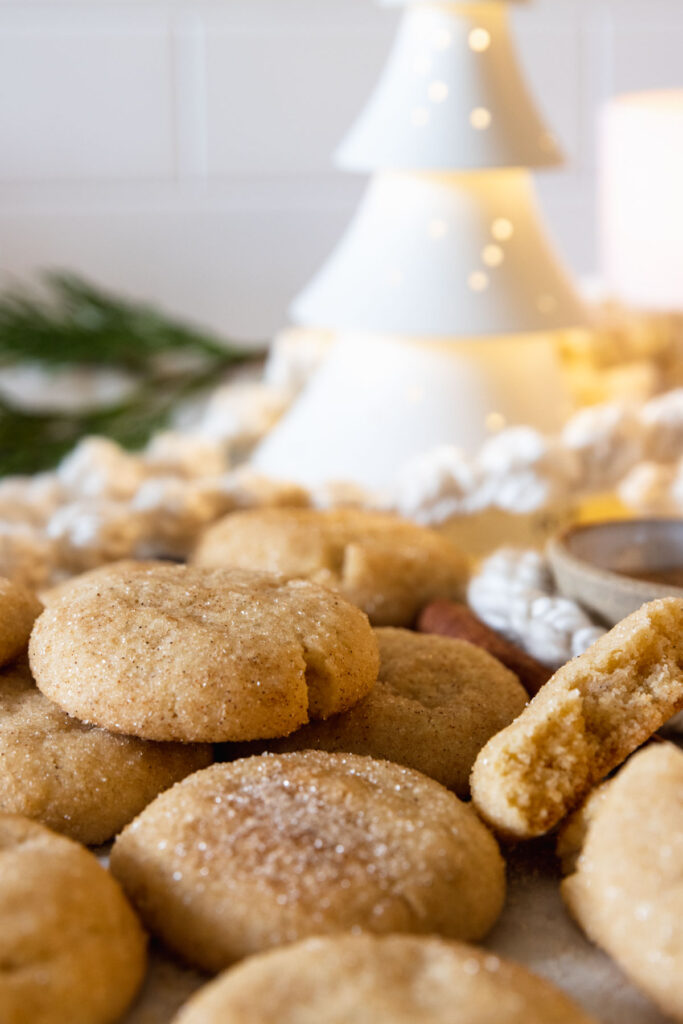 Homemade vegan snickerdoodle cookies with cinnamon sugar coating