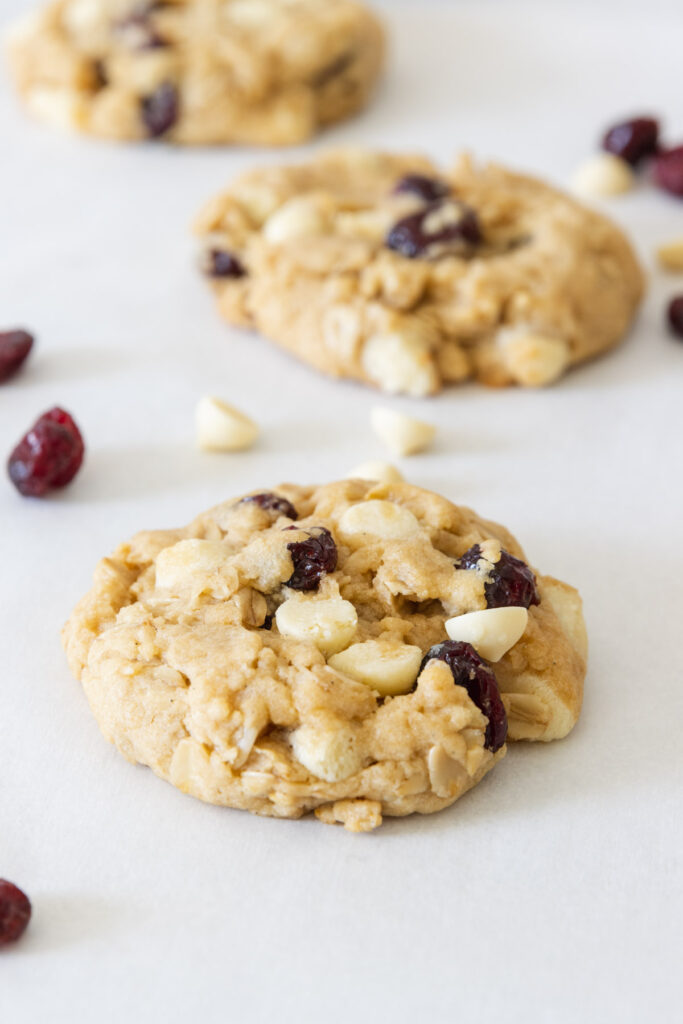 Freshly baked cranberry white chocolate cookies